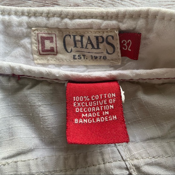 BUNDLE Men's Chaps Cream Cargo Shorts Sz:32 & FREE G.H.Bass Long Sleeve Tee. SM - Picture 4 of 14